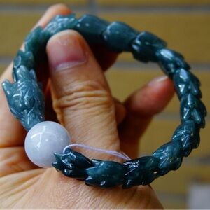 Grade A Blue Water Jade Dragon Bone Bracelet